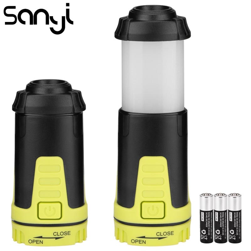 SANYI 휴대용 텐트 램프 3 * AAA 배터리 5 모드 작업 조명 후크 접이식 랜턴, 미니 손전등 토치 캠핑 라이트